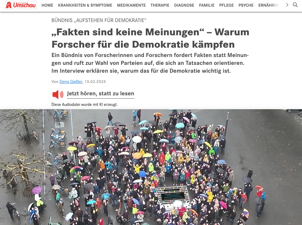Bericht über "Aufstehen für Demokratie" in der Apotheken Umschau am 15.02.2025