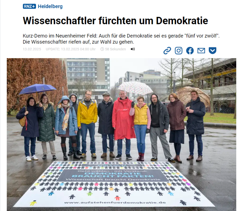 Bericht über "Aufstehen für Demokratie" in der Rhein Neckar Zeitung am 13.02.2025